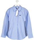 adidas Blue Logo Shirt With 3 Stripes Detail UK S