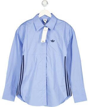 adidas Blue Logo Shirt With 3 Stripes Detail UK S