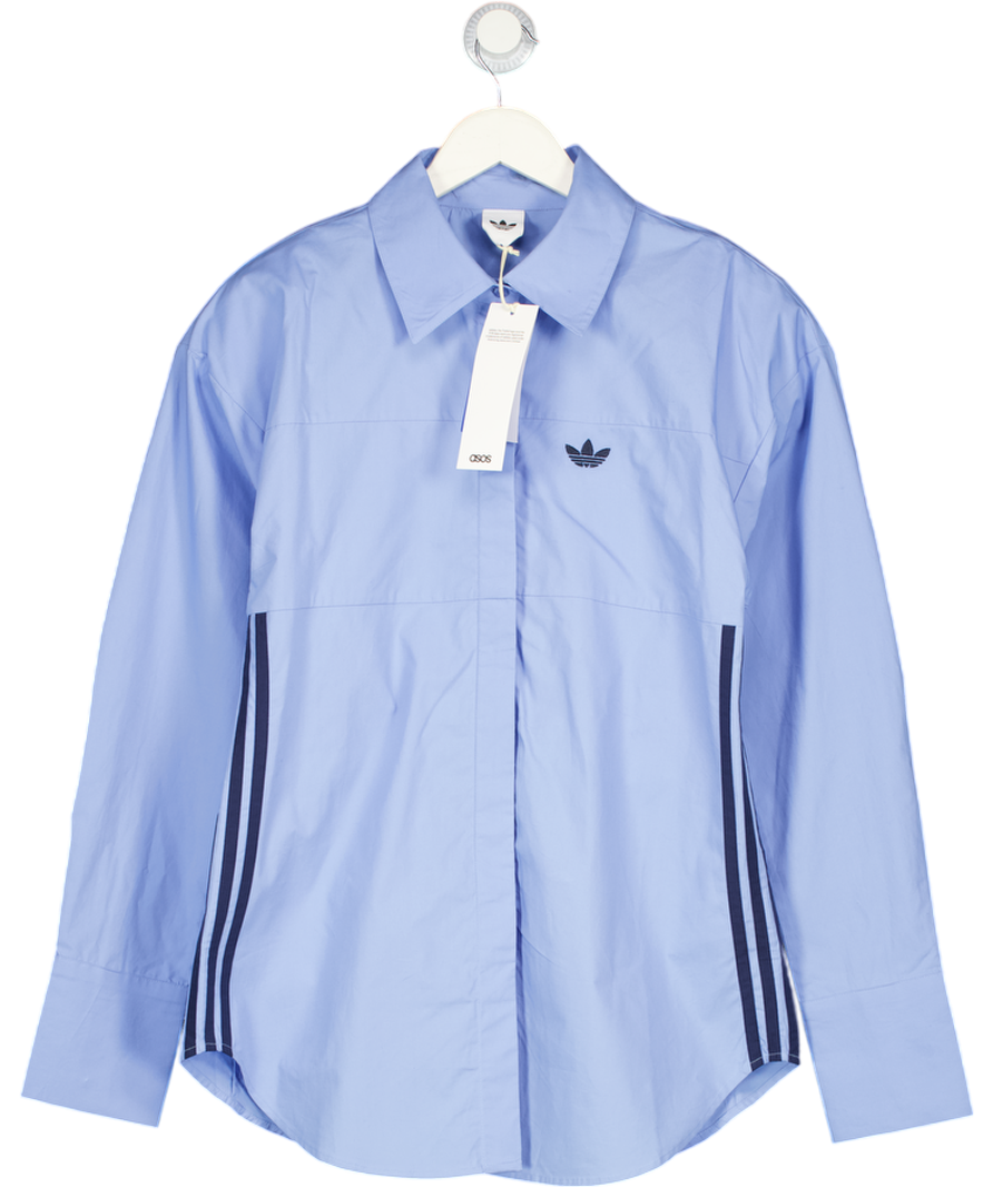 adidas Blue Logo Shirt With 3 Stripes Detail UK S