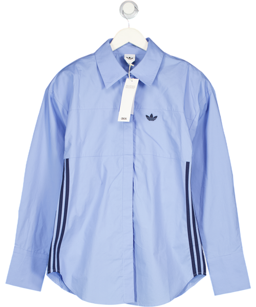 adidas Blue Logo Shirt With 3 Stripes Detail UK S