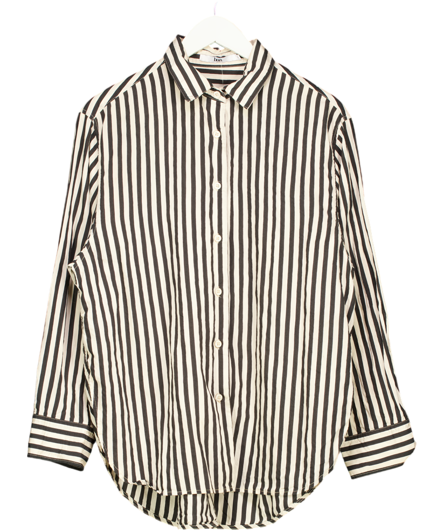 BOA Black Cotton Striped Oversized Shirt UK S