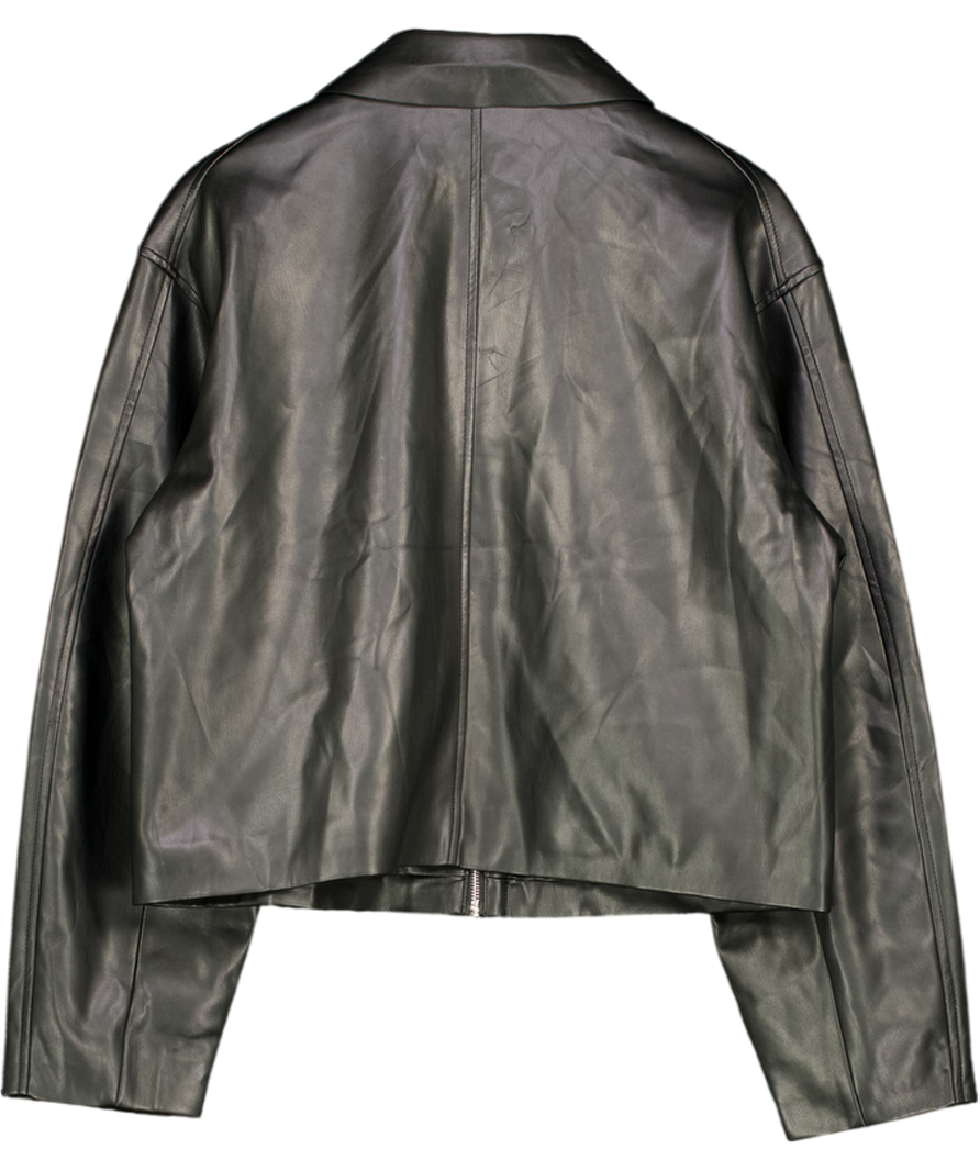 NA-KD X Katarina Krebs Black Short Faux Leather Jacket UK 8