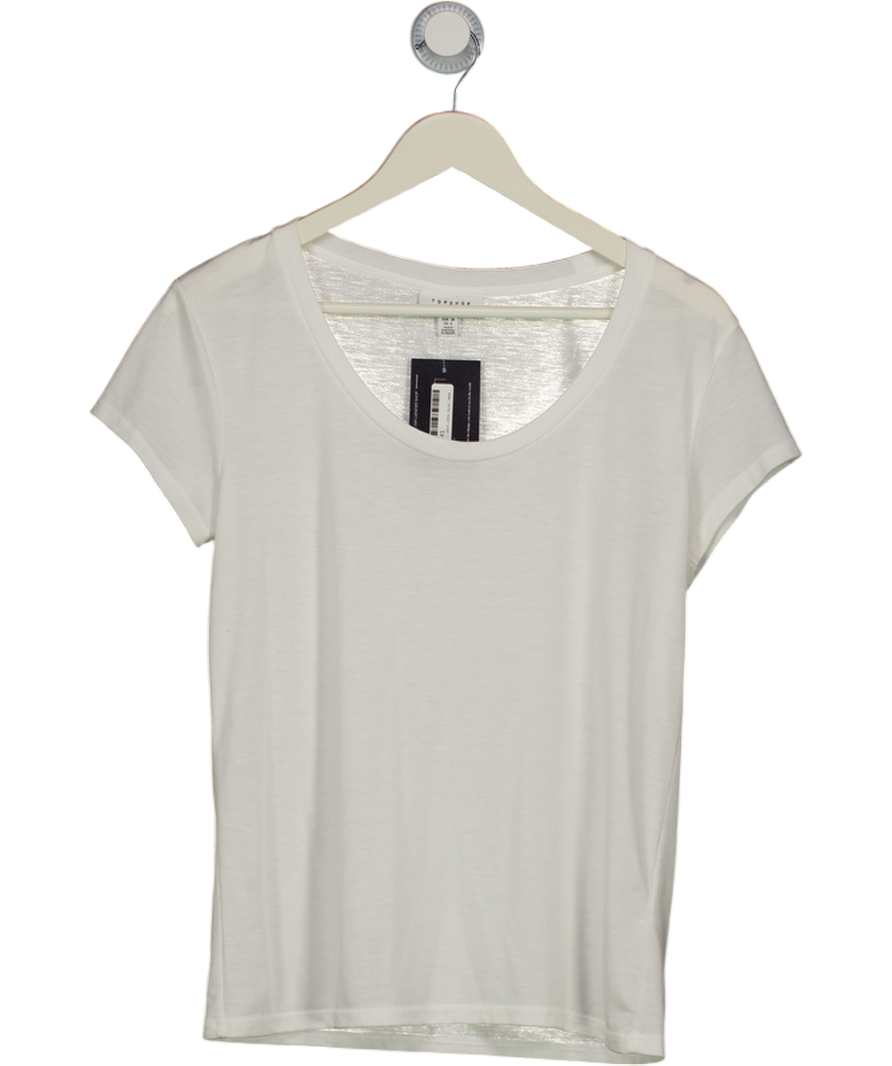 Topshop White Scoop Neck T-shirt UK 10