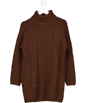 TU Dark Brown Roll Neck Cable Knitted Dress UK S