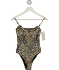 Nobody's Child Beige Leopard Shirred Swimsuit UK 8