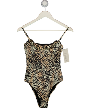 Nobody's Child Beige Leopard Shirred Swimsuit UK 8
