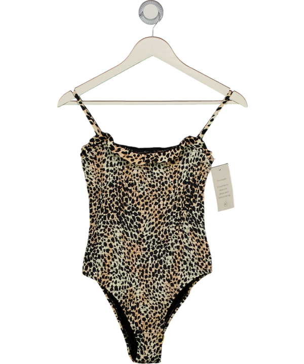 Nobody's Child Beige Leopard Shirred Swimsuit UK 8