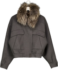 THE SHY STREET Grey Fur Jacket UK M