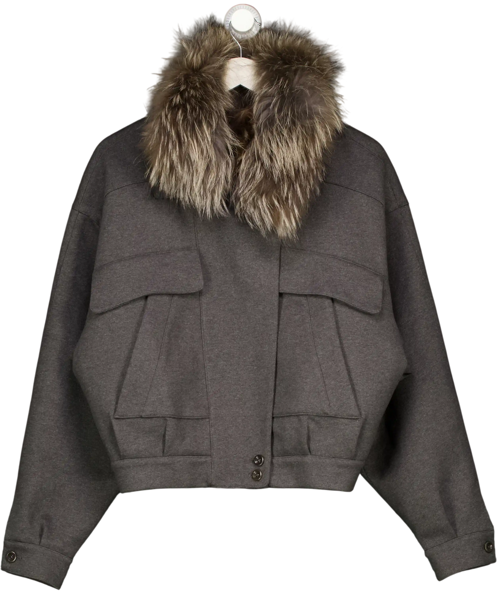 THE SHY STREET Grey Fur Jacket UK M