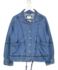 M&S Per Una Blue Denim Funnel Neck Bomber Jacket UK 12