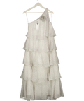 Six Stories White Amora Polka Corsage Tiered Midaxi Dress UK 8