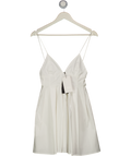 ZARA White Pleated Cotton Poplin Mini Dress UK XS