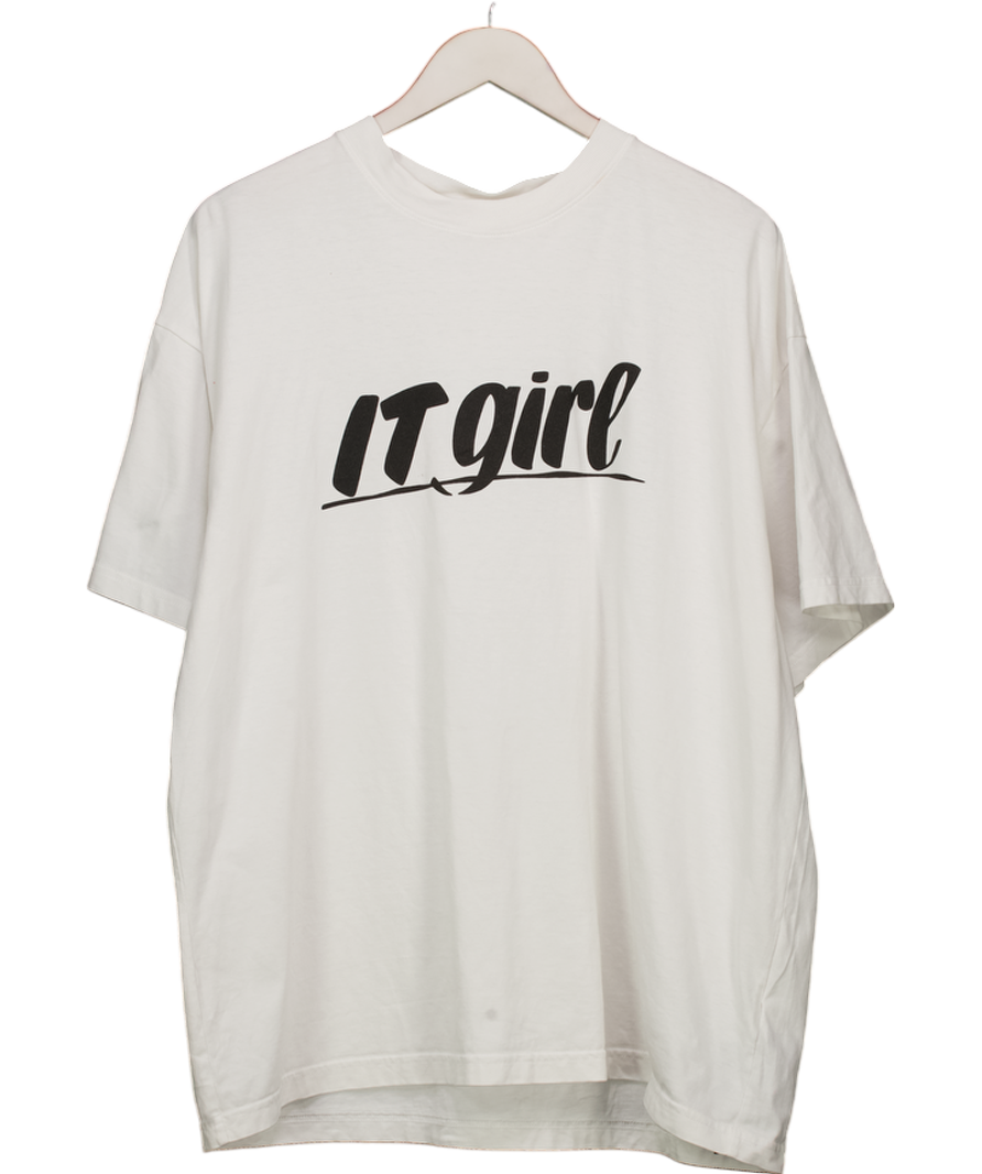 White "it Girl" Oversize T-shirt UK L