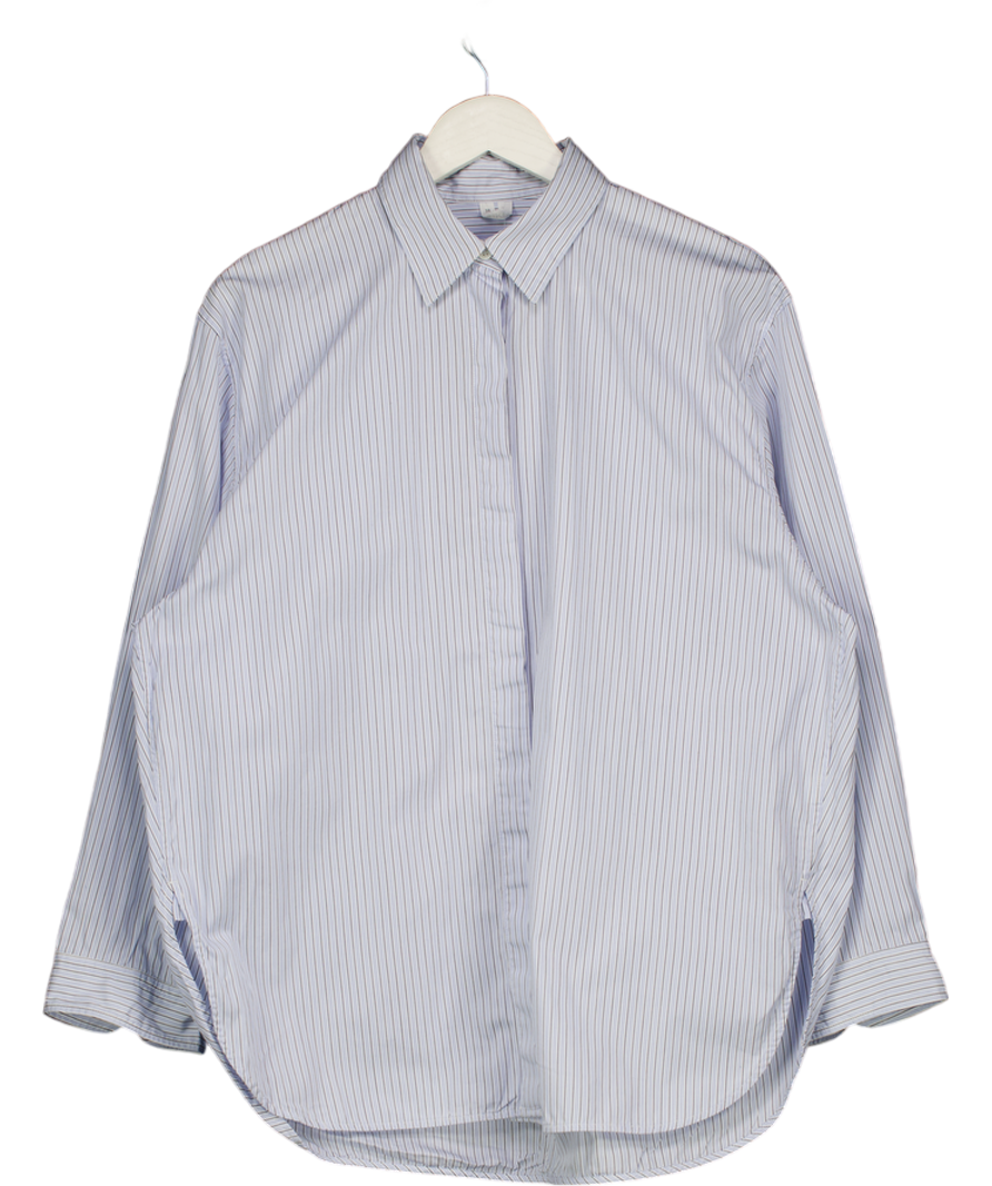ARKET Blue Organic Cotton Striped Oversize Shirt UK 10