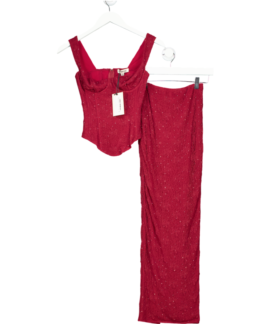 Mars the Label Red The Cinched Lace Maxi Set In Diamonte UK 6