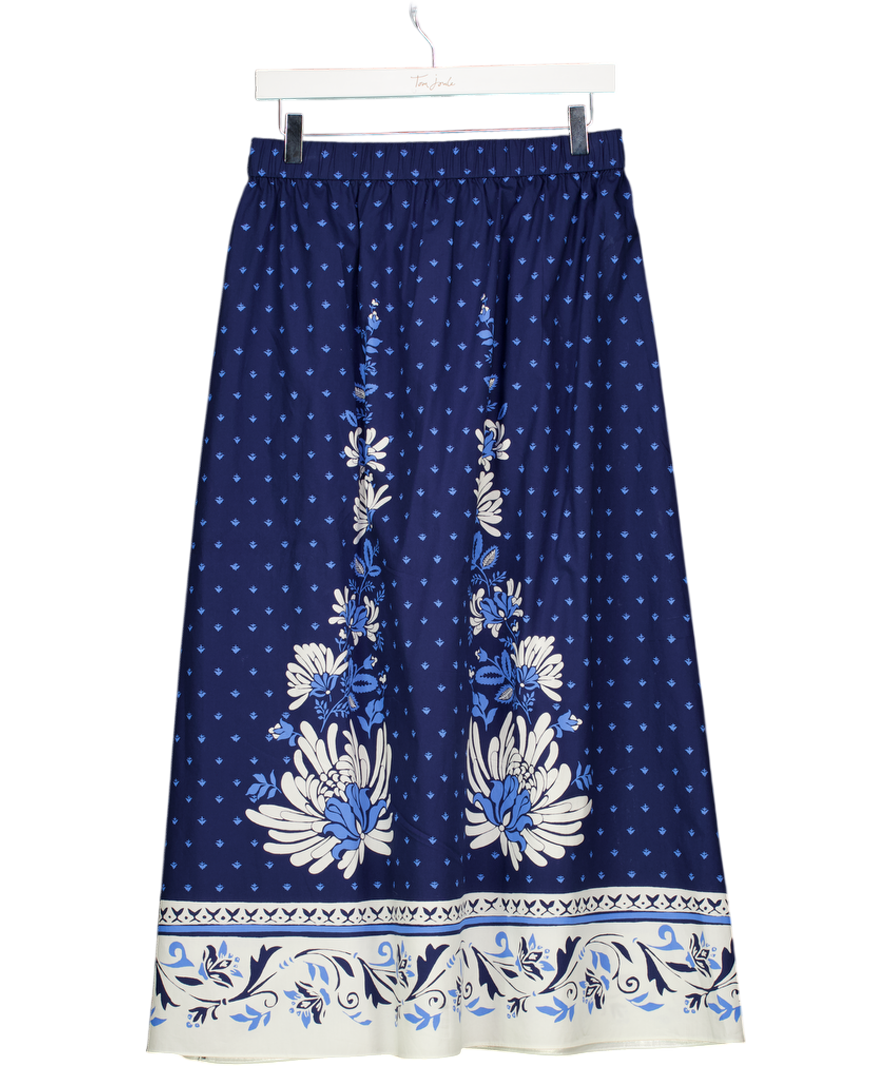 TALBOTS Blue & White  Poplin Fit & Flare Skirt - Foulard Floral UK S