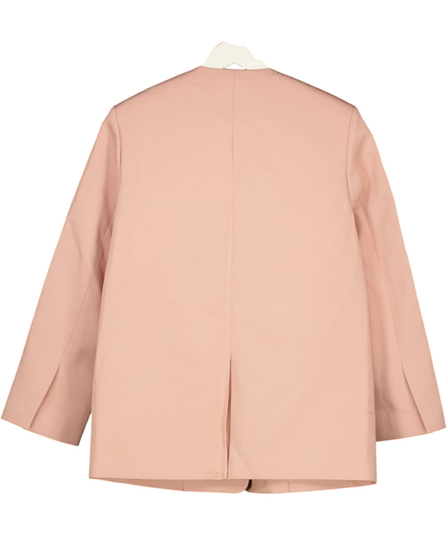 H&M Pink Collarless Twill Blazer UK S