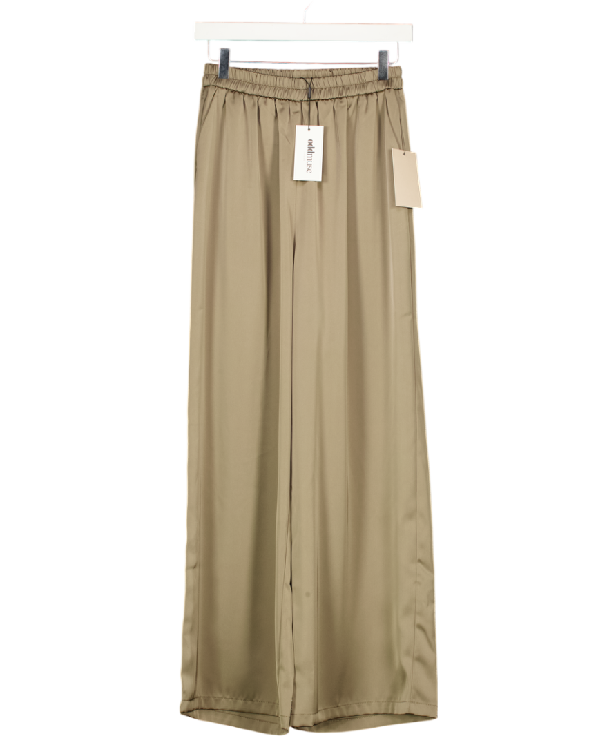 ODDMUSE Satin Wide Leg Trousers - Mushroom Beige UK XS