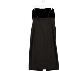 BY ANTHROPOLOGIE Black Bandeau Faux-fur Trim Slim Midi Dress UK L