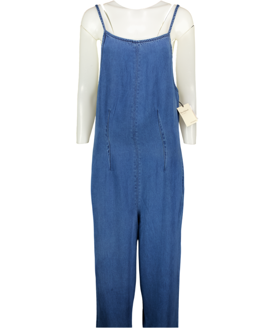 RIVER ISLAND Blue Wide Leg Denim Jumpsuit UK 10