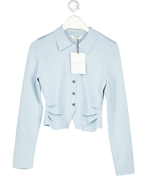 LOUNGE Blue Ribbed Knitted Cardigan UK M