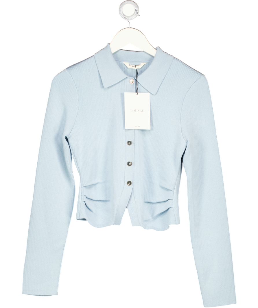 LOUNGE Blue Ribbed Knitted Cardigan UK M
