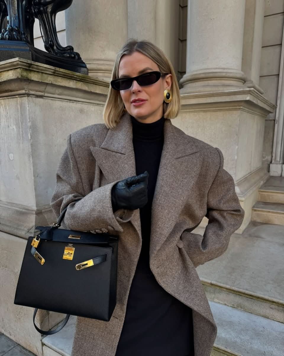 EFOTLEZ Double - breasted Maxi Wool Coat In Brown One Size - Reliked