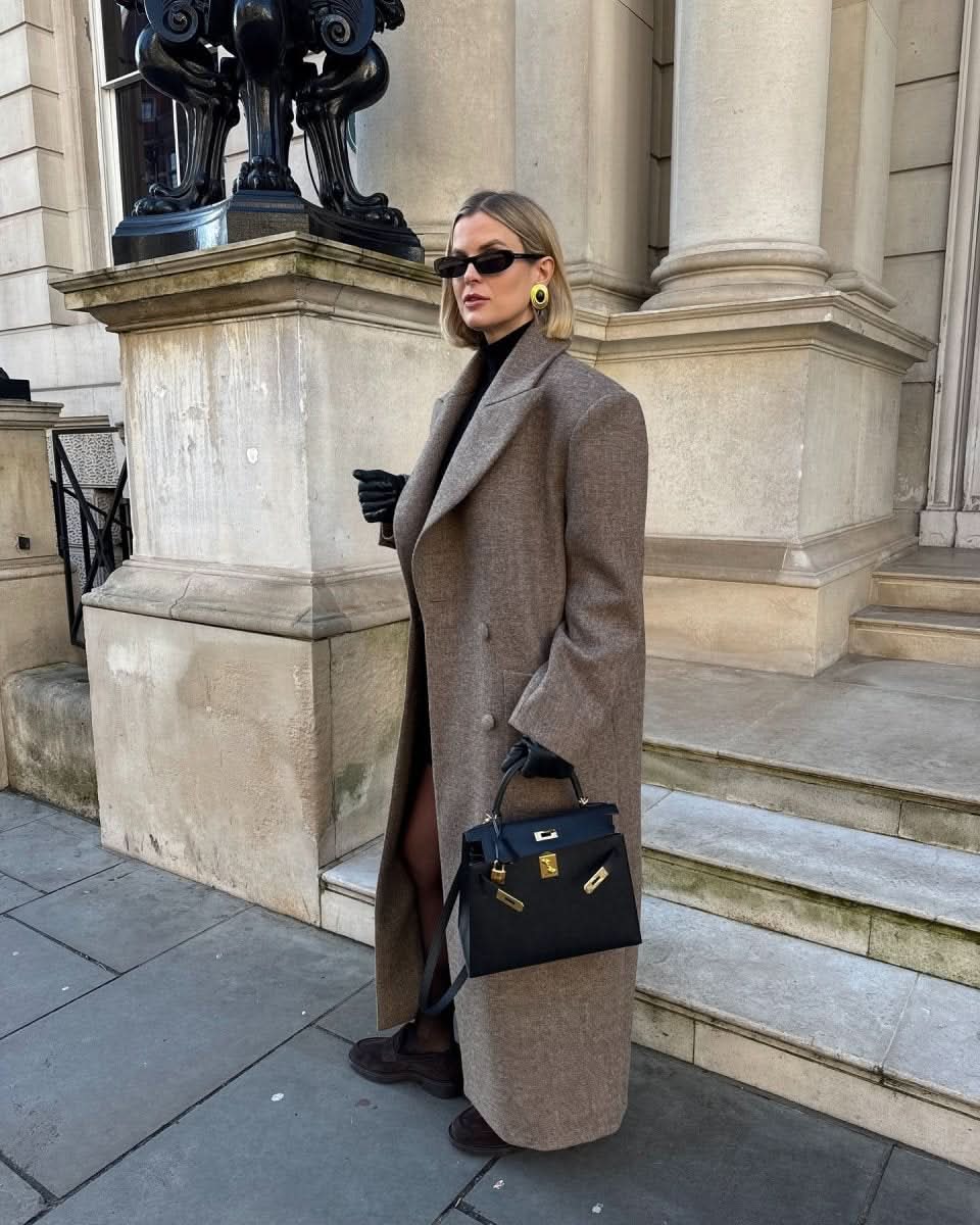 EFOTLEZ Double - breasted Maxi Wool Coat In Brown One Size - Reliked