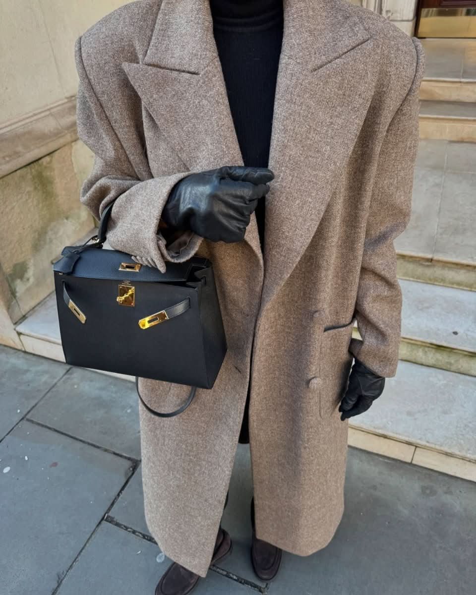 EFOTLEZ Double - breasted Maxi Wool Coat In Brown One Size - Reliked