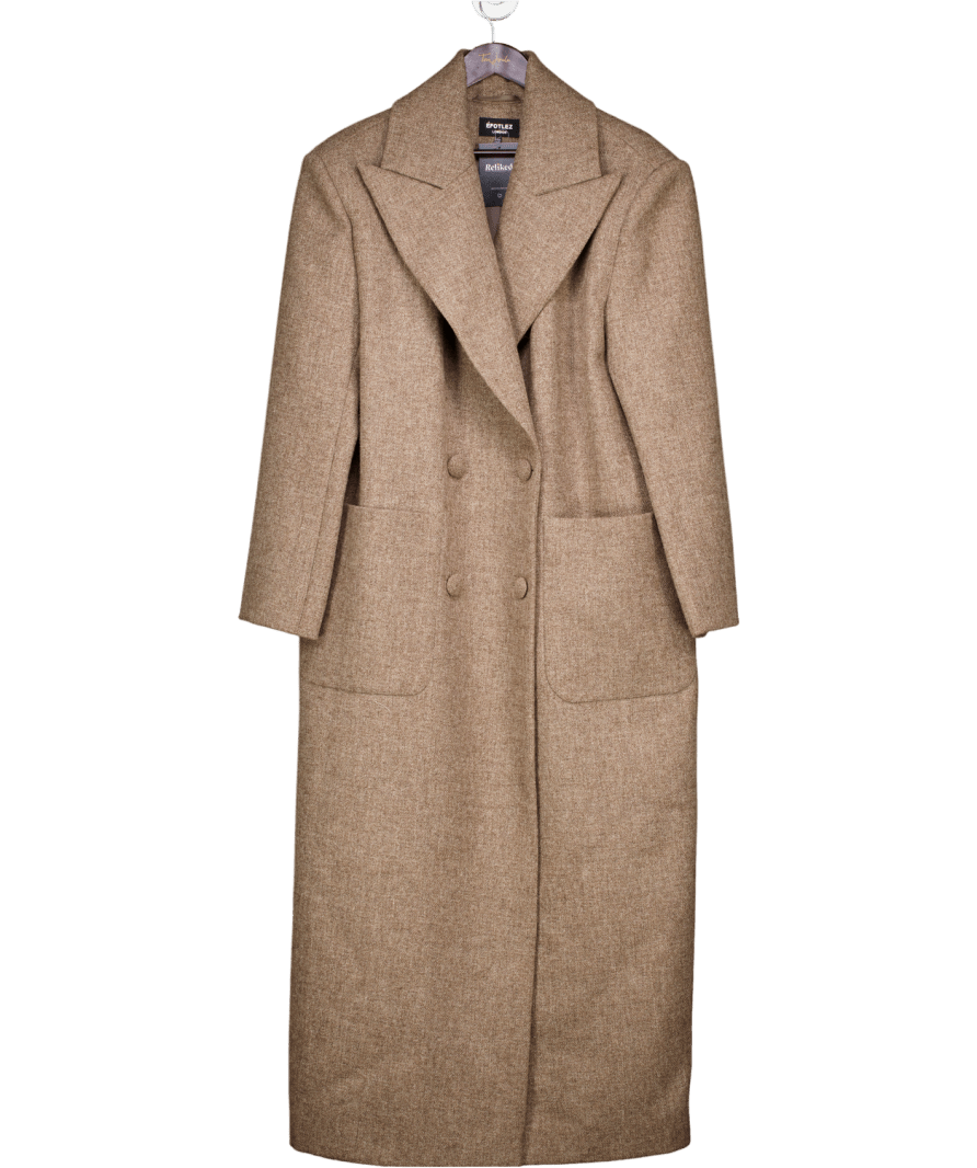 EFOTLEZ Double - breasted Maxi Wool Coat In Brown One Size - Reliked