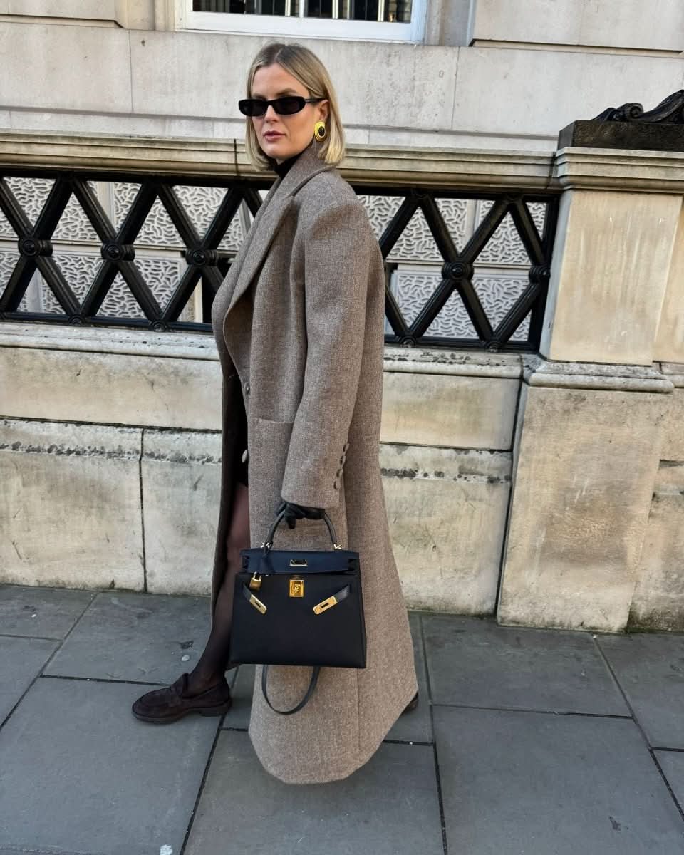 EFOTLEZ Double - breasted Maxi Wool Coat In Brown One Size - Reliked