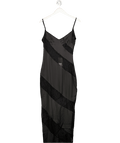 Ego Black Strappy Plunge Lace Panel Detail Maxi Dress UK 8 - Reliked
