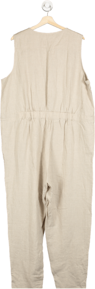 Eileen Fisher Beige Organic Linen Jumpsuit UK XL - Reliked