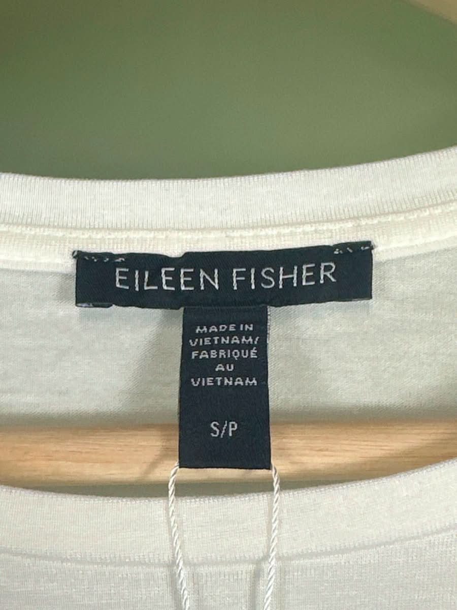 Eileen Fisher White Fine Jersey Crew Neck Top S - Reliked