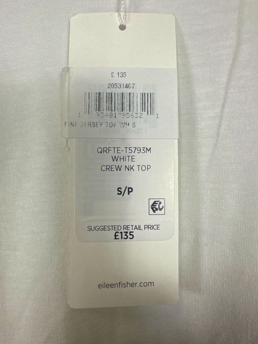 Eileen Fisher White Fine Jersey Crew Neck Top S - Reliked