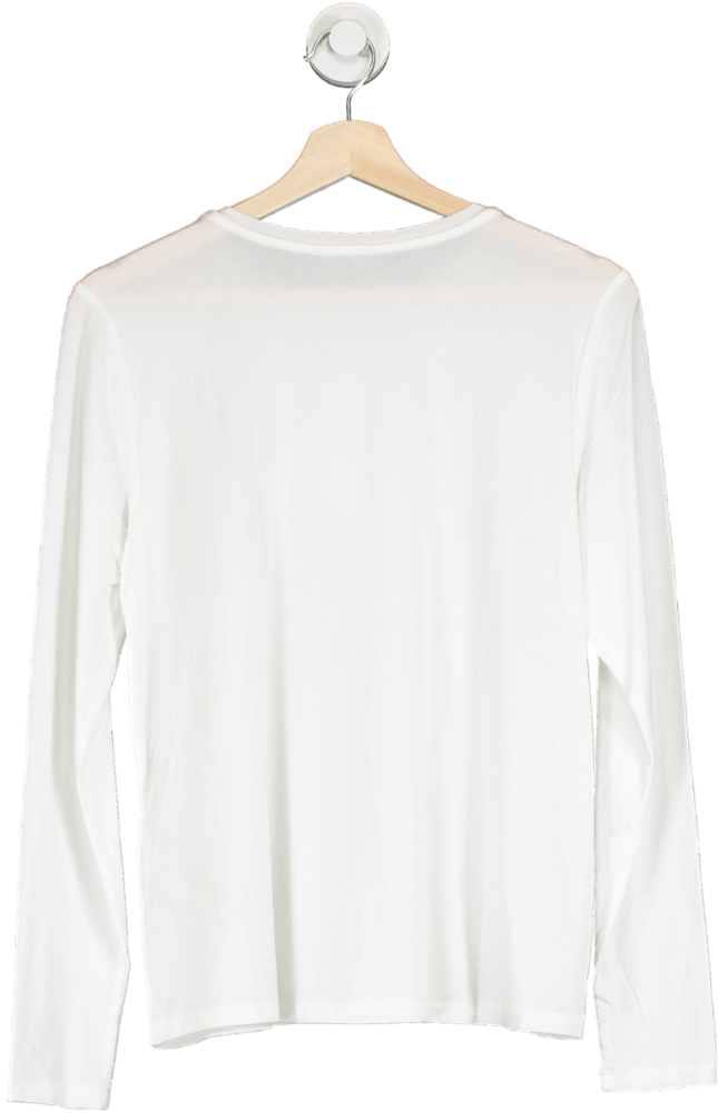 Eileen Fisher White Fine Jersey Crew Neck Top UK M - Reliked