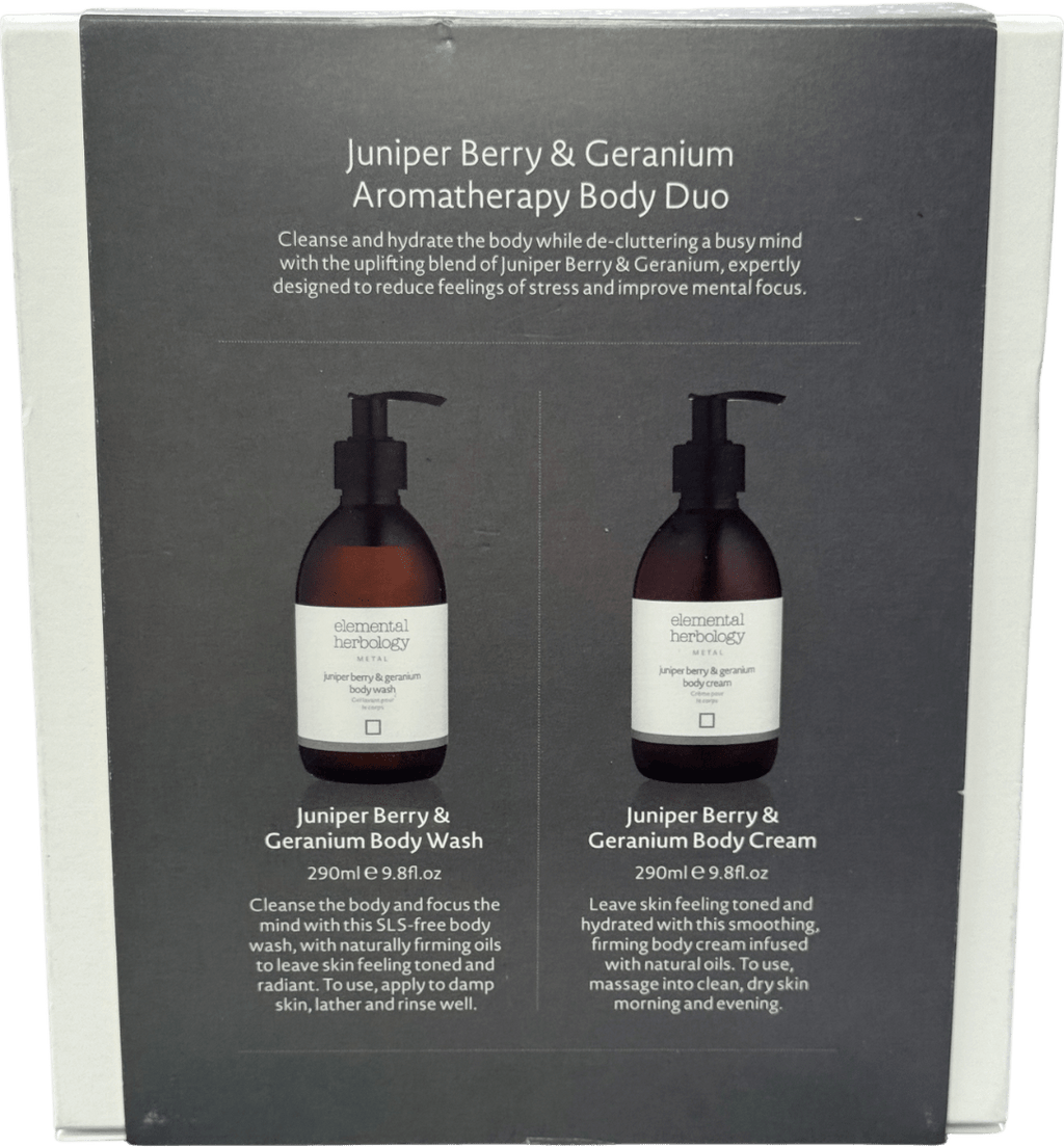 elemental herbology Juniper Berry And Geranium Body Duo Gift Set 2 x 290ml - Reliked