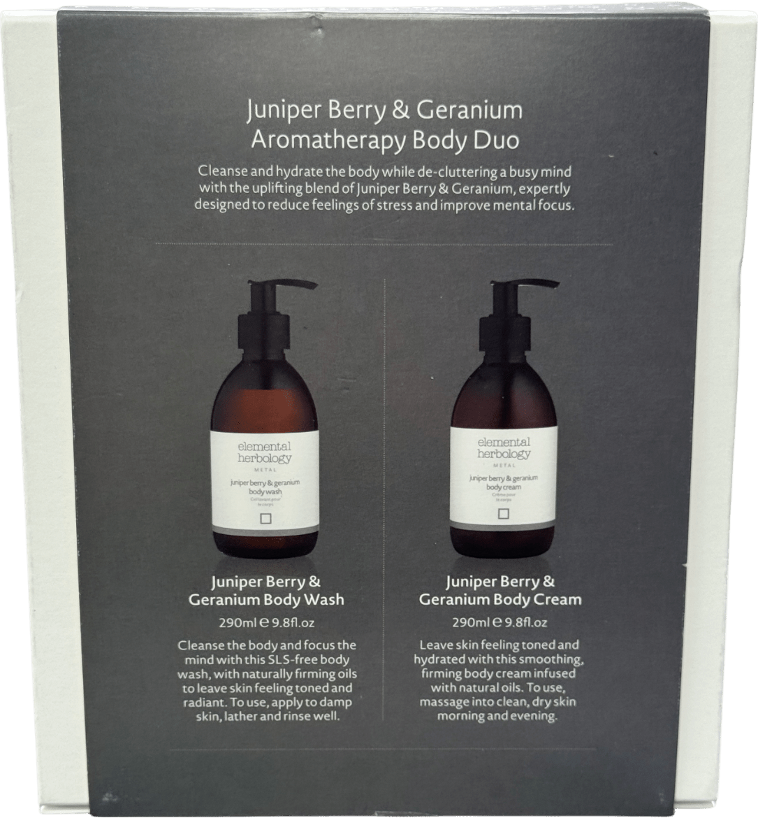elemental herbology Juniper Berry And Geranium Body Duo Gift Set 2 x 290ml - Reliked