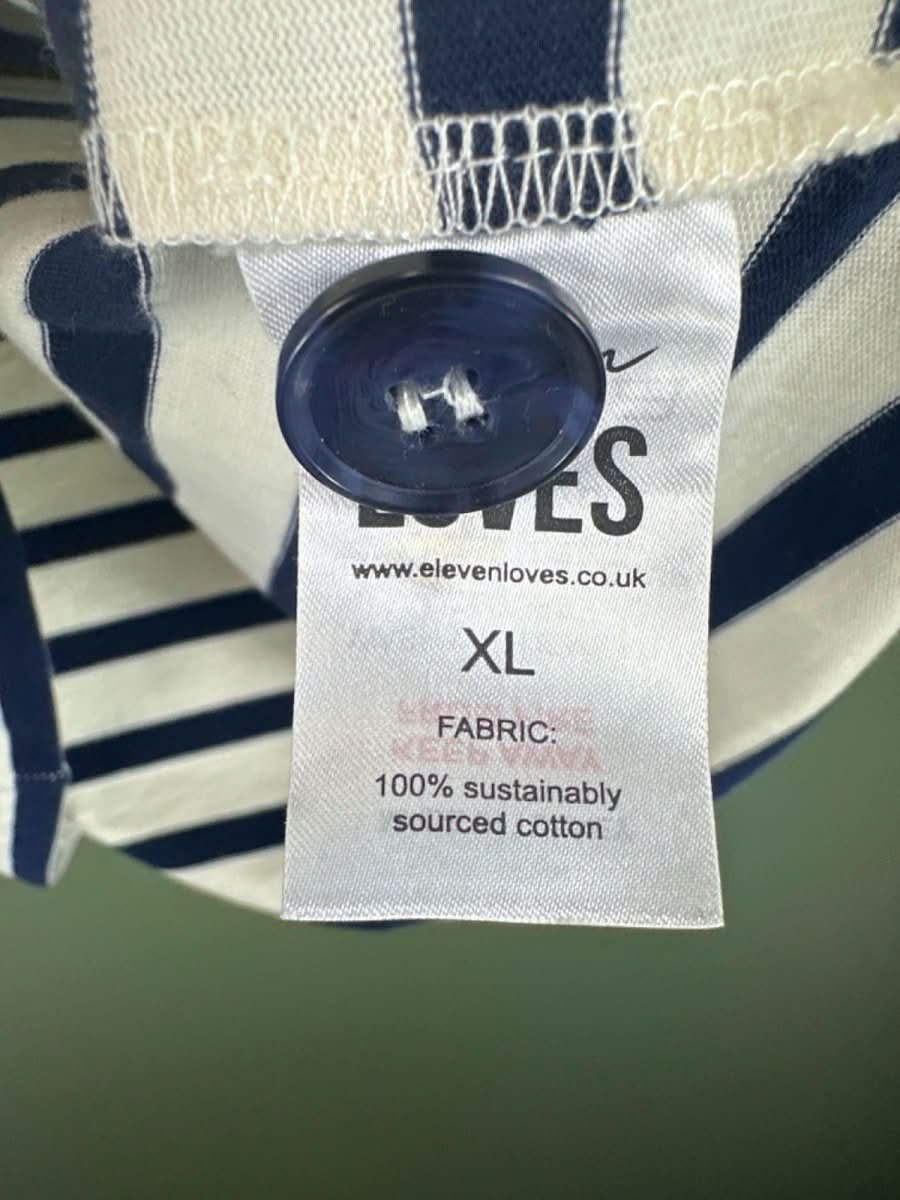 Eleven Loves Navy/White Striped Long - Sleeve Top UK XL - Reliked