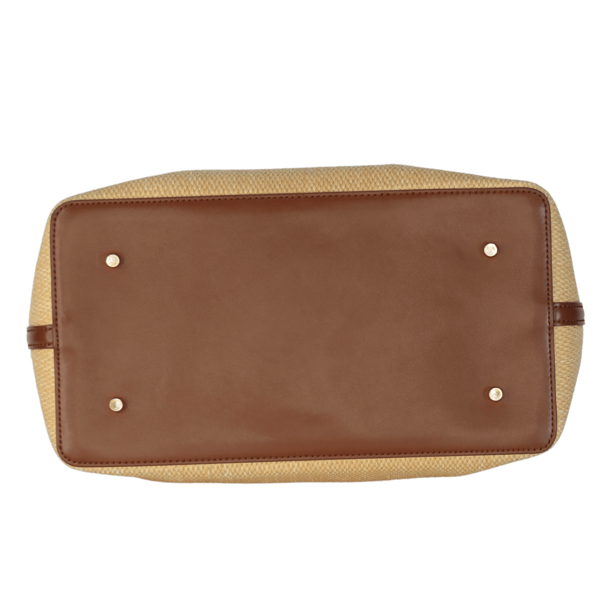 Elleme Beige Raisin Raffia/leather Natural/cognac top handle bag with shoulder strap - Reliked