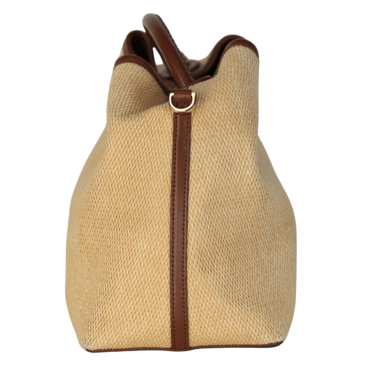 Elleme Beige Raisin Raffia/leather Natural/cognac top handle bag with shoulder strap - Reliked