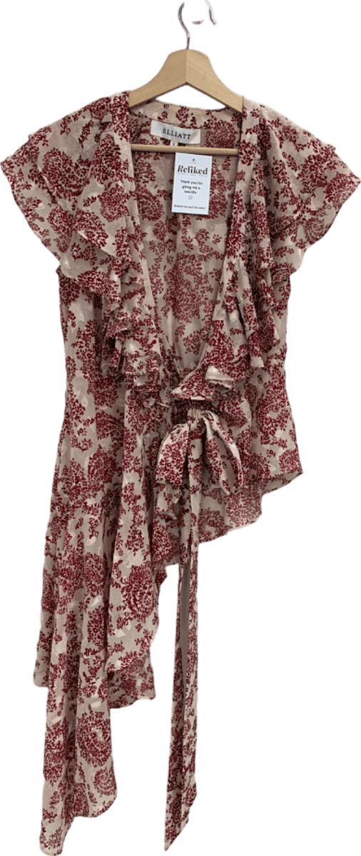Elliat Pink Floral Wrap Blouse UK S - Reliked