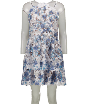 Elliatt Blue Savannah Mini Fit & Flare Halter Dress, Blue/multi UK 12
