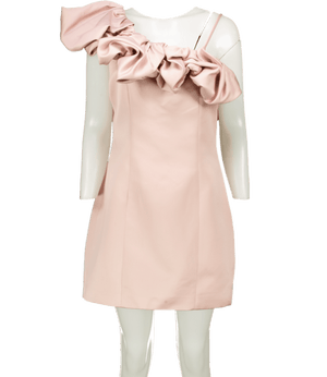 Elliatt Blush Pink Ruffle Detail One Shoulder Mini Dress UK 12