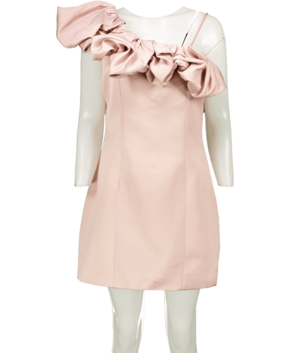 Elliatt Blush Pink Ruffle Detail One Shoulder Mini Dress UK 12