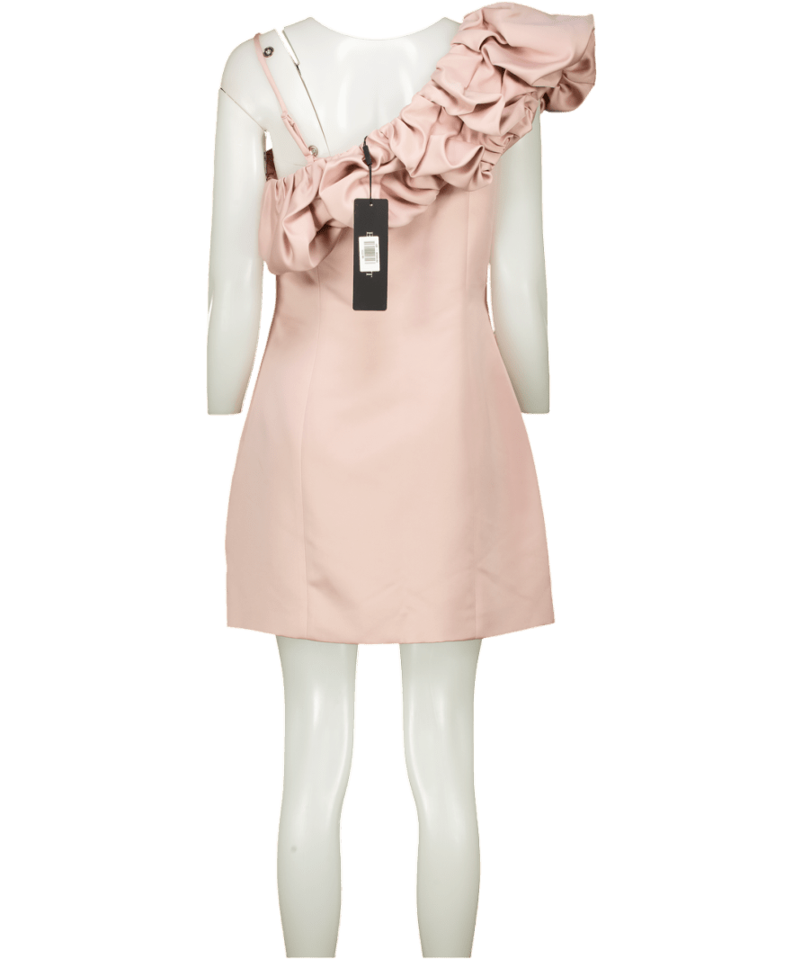 Elliatt Blush Pink Ruffle Detail One Shoulder Mini Dress UK 12 - Reliked