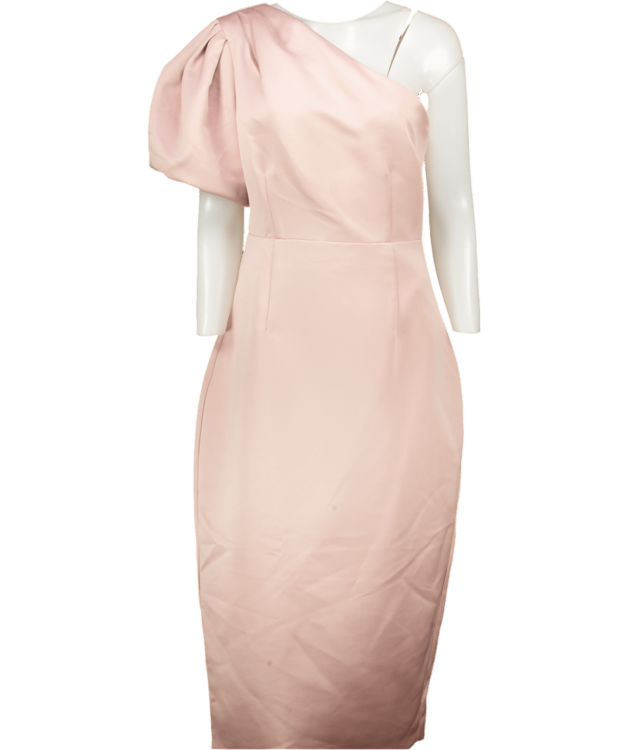 Elliatt Blush Pink Starfire One Shoulder Midi Pencil Dress UK 12 - Reliked