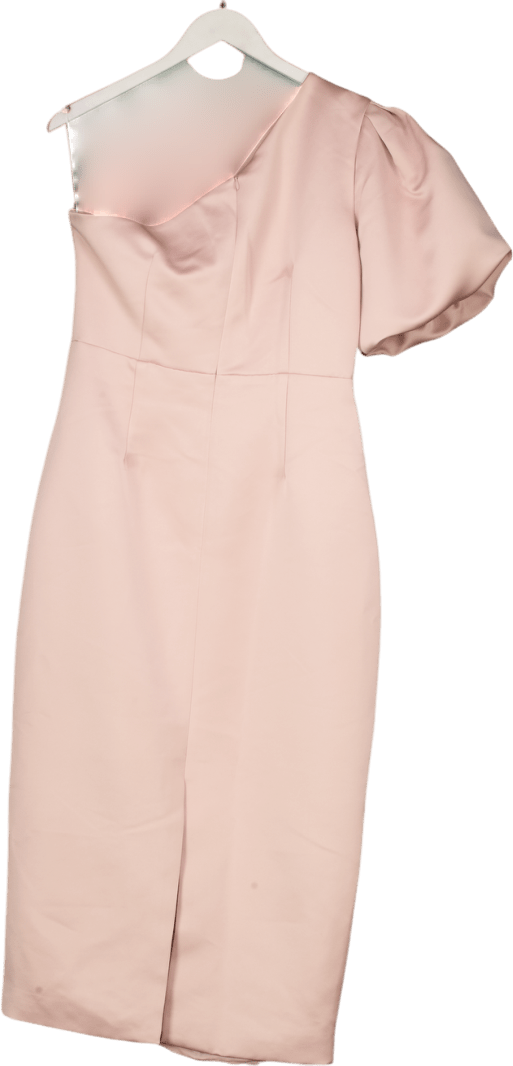 Elliatt Blush Pink Starfire One Shoulder Midi Pencil Dress UK 12 - Reliked