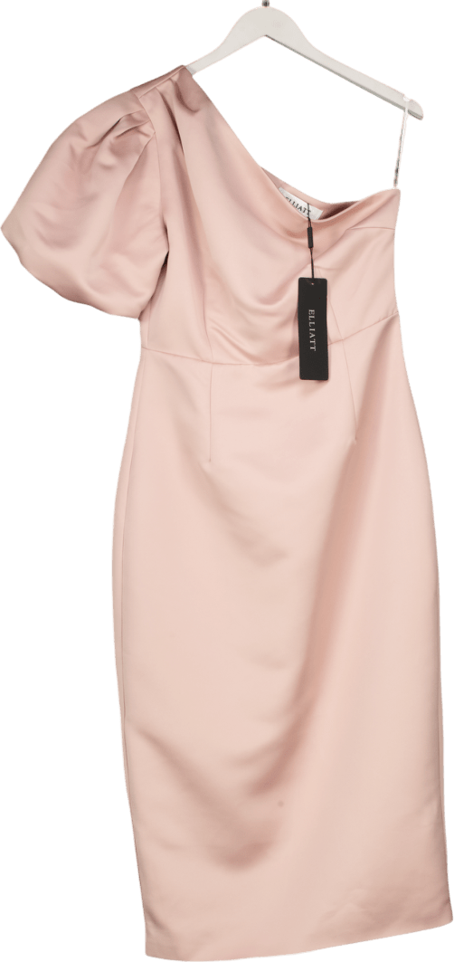 Elliatt Blush Pink Starfire One Shoulder Midi Pencil Dress UK 12 - Reliked