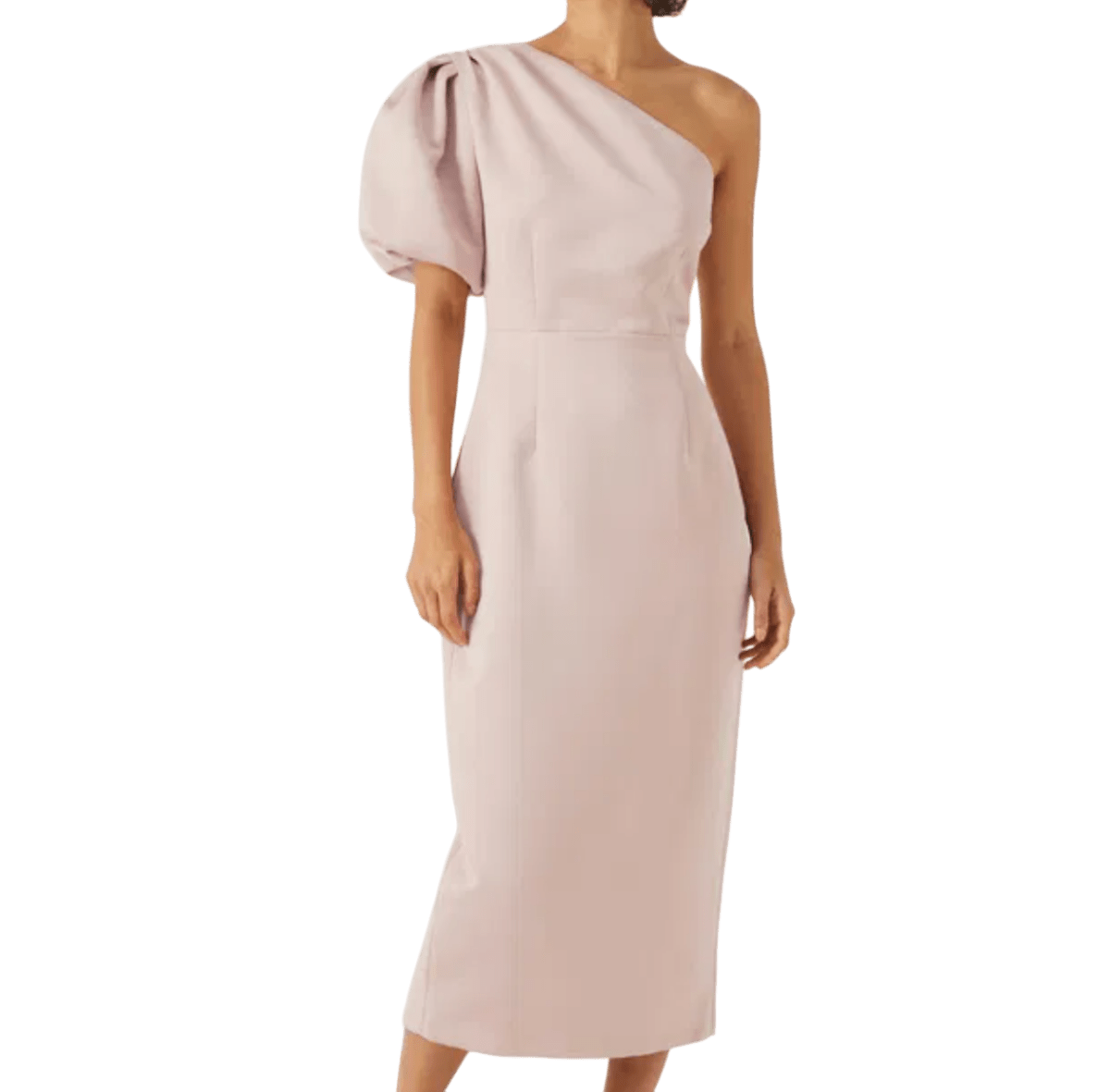 Elliatt Blush Pink Starfire One Shoulder Midi Pencil Dress UK 12 - Reliked